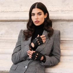 Rossana (black) - Italian Fingerless Lambskin Leather Driving Gloves -Fratelli Orsini Shop Rossana 1 c4160c71 5c34 47f5 a62f 4b6e001e5f25