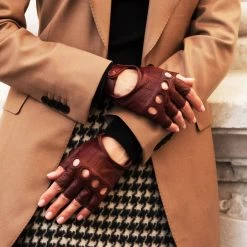 Rossana (cordovan) - Italian Fingerless Lambskin Leather Driving Gloves -Fratelli Orsini Shop Rossana 2 ecc6d27e f81b 4bf3 942f e8196694a827