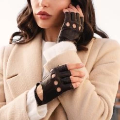 Rossana (dark Brown) - Italian Fingerless Lambskin Leather Driving Gloves -Fratelli Orsini Shop Rossana 4 eff6ca3f d127 425f 895d 2cce67dd960f
