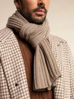 Napoli (brown) - 100% Cashmere Ribbed Scarf (unisex) -Fratelli Orsini Shop Scarf brown cashmere fratelli orsini 5