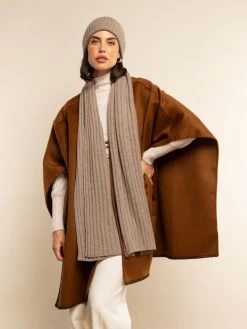Napoli (brown) - 100% Cashmere Ribbed Scarf (unisex) -Fratelli Orsini Shop Scarf brown cashmere fratelli orsini 6
