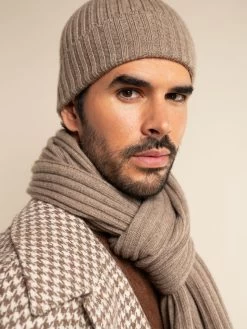 Napoli (brown) - 100% Cashmere Ribbed Scarf (unisex) -Fratelli Orsini Shop Scarf brown cashmere fratelli orsini 7