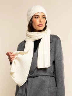 Napoli (cream) - 100% Cashmere Ribbed Scarf (unisex) -Fratelli Orsini Shop Scarf creme cashmere fratelli orsini 1