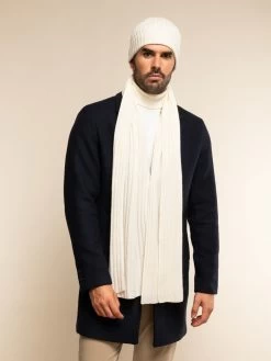 Napoli (cream) - 100% Cashmere Ribbed Scarf (unisex) -Fratelli Orsini Shop Scarf creme cashmere fratelli orsini 8