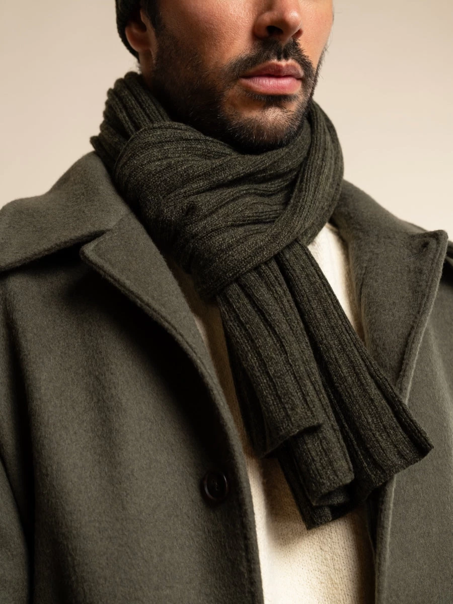 Napoli (dark Green) - 100% Cashmere Ribbed Scarf (unisex) 10 Napoli (dark Green) - 100% Cashmere Ribbed Scarf (unisex) - Image 10