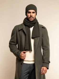 Napoli (dark Green) - 100% Cashmere Ribbed Scarf (unisex) 28 Napoli (dark Green) - 100% Cashmere Ribbed Scarf (unisex) -Fratelli Orsini Shop Scarf dark green cashmere fratelli orsini 5