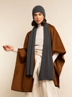 Napoli (dark Grey) - 100% Cashmere Ribbed Scarf (unisex) 24 Napoli (dark Grey) - 100% Cashmere Ribbed Scarf (unisex) -Fratelli Orsini Shop Scarf dark grey cashmere fratelli orsini 1