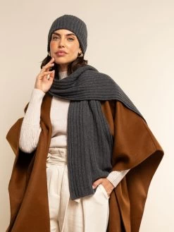 Napoli (dark Grey) - 100% Cashmere Ribbed Scarf (unisex) 26 Napoli (dark Grey) - 100% Cashmere Ribbed Scarf (unisex) -Fratelli Orsini Shop Scarf dark grey cashmere fratelli orsini 3