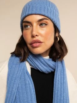Napoli (light Blue) - 100% Cashmere Ribbed Scarf (unisex) -Fratelli Orsini Shop Scarf light blue cashmere fratelli orsini 6