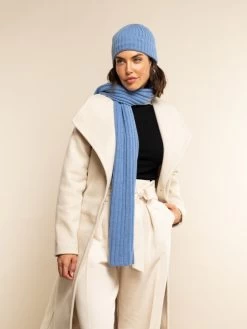 Napoli (light Blue) - 100% Cashmere Ribbed Scarf (unisex) -Fratelli Orsini Shop Scarf light blue cashmere fratelli orsini 8