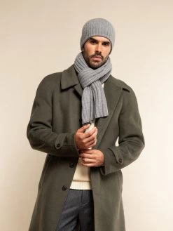 Napoli (light Grey) - 100% Cashmere Ribbed Scarf (unisex) -Fratelli Orsini Shop Scarf light grey cashmere fratelli orsini 1