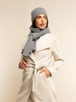 Napoli (light Grey) - 100% Cashmere Ribbed Scarf (unisex) -Fratelli Orsini Shop Scarf light grey cashmere fratelli orsini 6