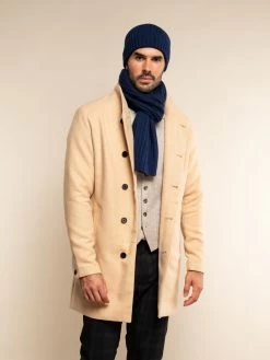 Napoli (navy Blue) - 100% Cashmere Ribbed Scarf (unisex) -Fratelli Orsini Shop Scarf navy blue cashmere fratelli orsini 4