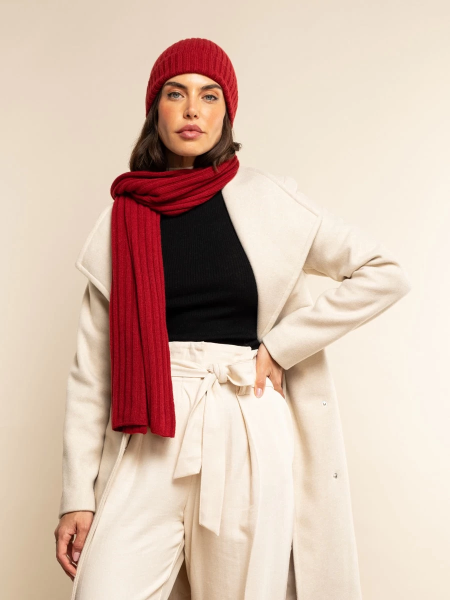 Napoli (red) - 100% Cashmere Ribbed Scarf (unisex) 10 Napoli (red) - 100% Cashmere Ribbed Scarf (unisex) - Image 10