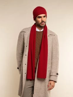 Napoli (red) - 100% Cashmere Ribbed Scarf (unisex) 29 Napoli (red) - 100% Cashmere Ribbed Scarf (unisex) -Fratelli Orsini Shop Scarf red cashmere fratelli orsini 5