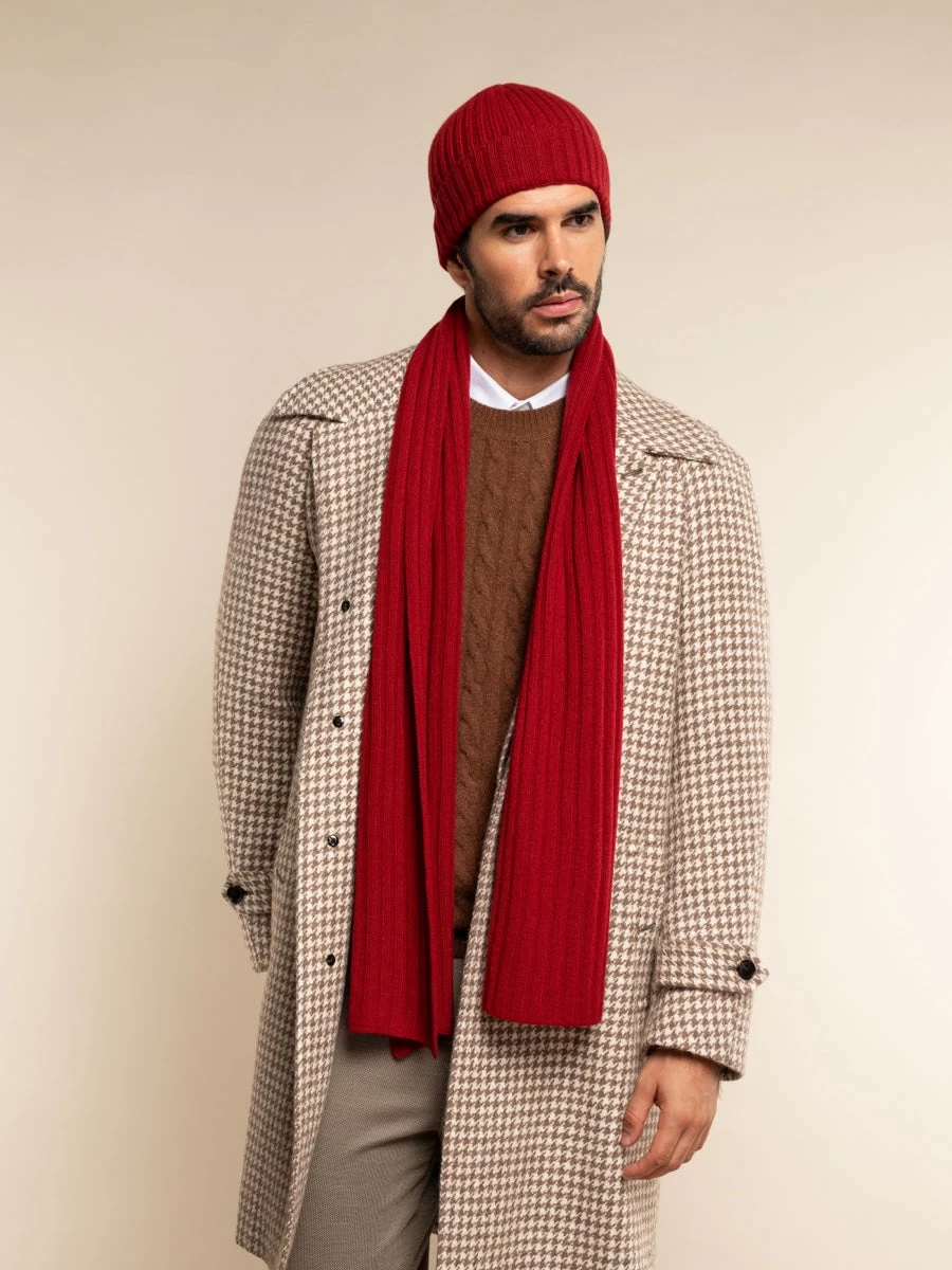 Napoli (red) - 100% Cashmere Ribbed Scarf (unisex) 12 Napoli (red) - 100% Cashmere Ribbed Scarf (unisex) - Image 12
