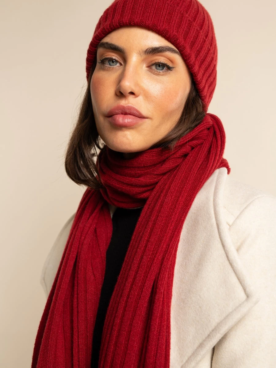 Napoli (red) - 100% Cashmere Ribbed Scarf (unisex) 13 Napoli (red) - 100% Cashmere Ribbed Scarf (unisex) - Image 13