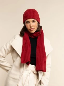 Napoli (red) - 100% Cashmere Ribbed Scarf (unisex) 34 Napoli (red) - 100% Cashmere Ribbed Scarf (unisex) -Fratelli Orsini Shop Scarf red cashmere fratelli orsini 8