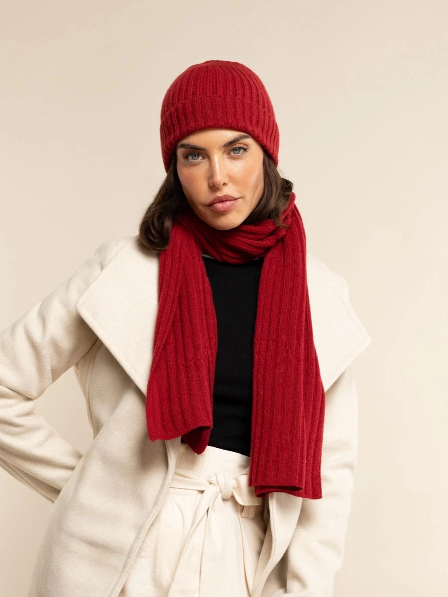 Napoli (red) - 100% Cashmere Ribbed Scarf (unisex) 17 Napoli (red) - 100% Cashmere Ribbed Scarf (unisex) - Image 17