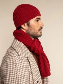 Napoli (red) - 100% Cashmere Ribbed Scarf (unisex) 33 Napoli (red) - 100% Cashmere Ribbed Scarf (unisex) -Fratelli Orsini Shop Scarf red cashmere fratelli orsini 9
