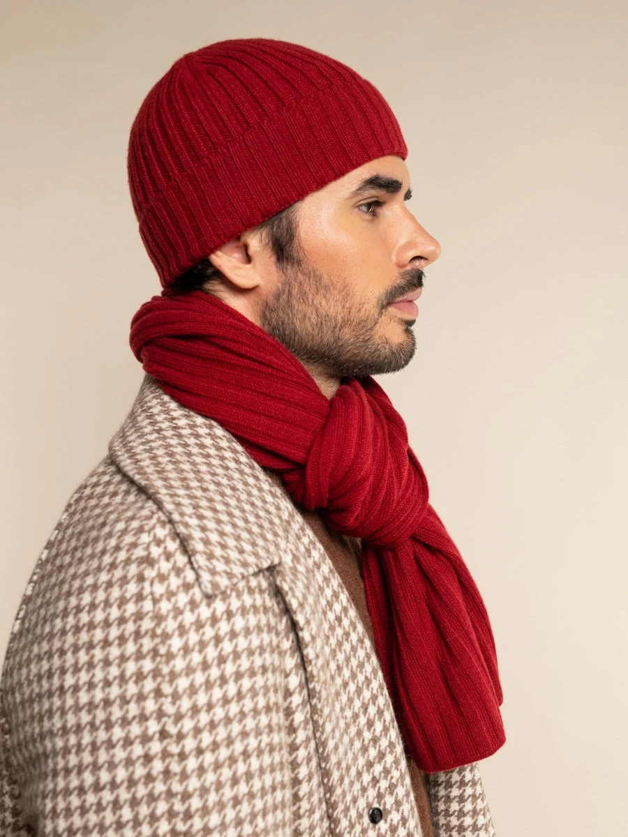 Napoli (red) - 100% Cashmere Ribbed Scarf (unisex) 16 Napoli (red) - 100% Cashmere Ribbed Scarf (unisex) - Image 16