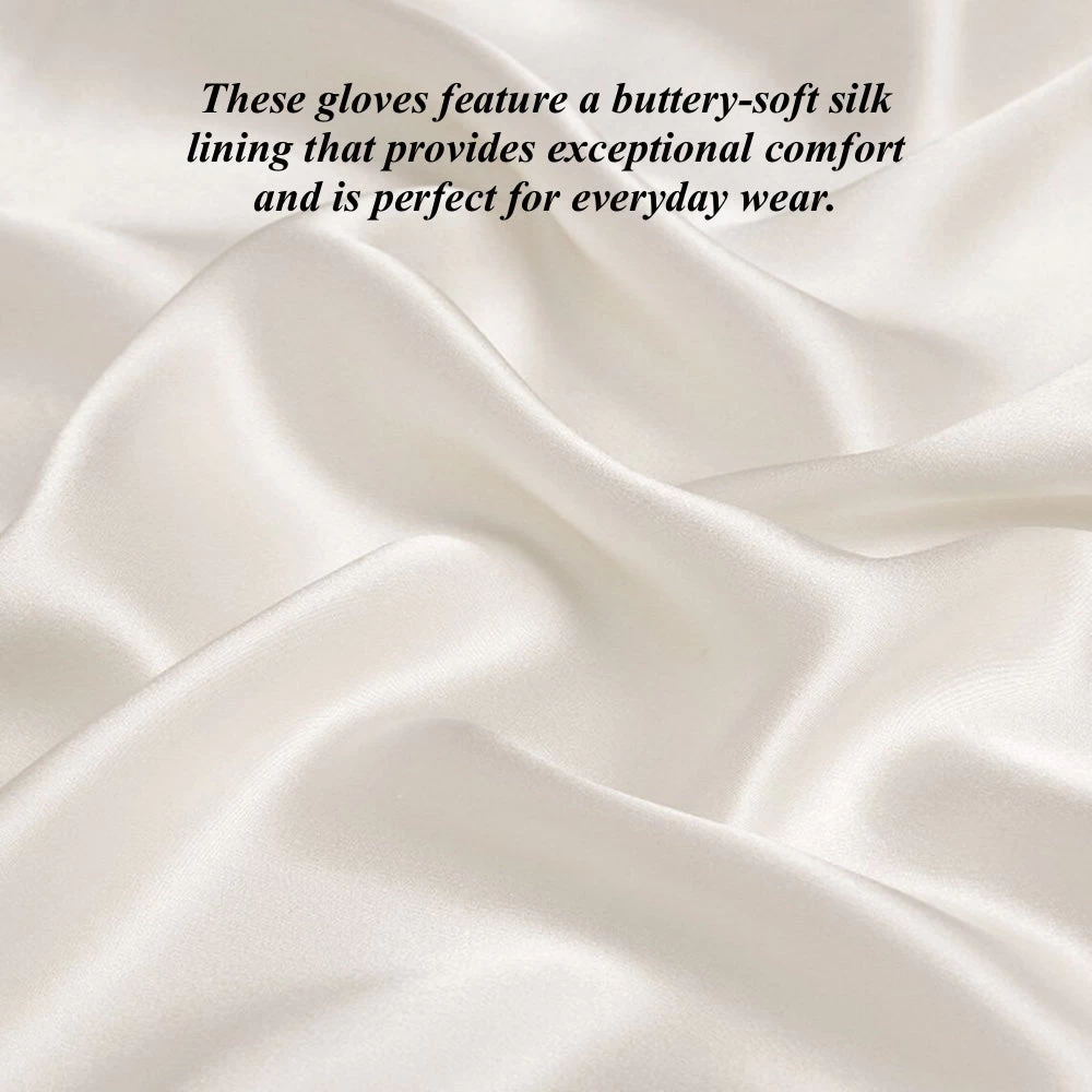 FS02 (white) - Women's Italian Silk Lined Leather Gloves With Curved Hem 3 FS02 (white) - Women's Italian Silk Lined Leather Gloves With Curved Hem - Image 3