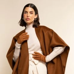 Silvia (cognac) - Suede Leather Gloves With Luxurious Cashmere Lining -Fratelli Orsini Shop Silvia suede camel women fratelli orsini 7