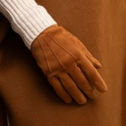 Silvia (cognac) - Suede Leather Gloves With Luxurious Cashmere Lining -Fratelli Orsini Shop Silvia suede camel women fratelli orsini 8
