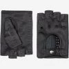 Vincenzo (black) - Fingerless Italian Driving Gloves Made Of American Deerskin Leather