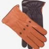 CA0322 (saddle) - Men's Italian Cashmere Lined Deerskin Dress Driving Gloves