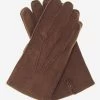 CA0395 (coffee) - Handsewn Italian Cashmere Lined Men's Carpincho Dress Gloves
