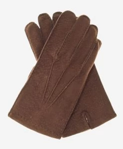 CA0395 (coffee) - Handsewn Italian Cashmere Lined Men's Carpincho Dress Gloves