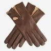 CA0547 (brown) - Women's Lambskin Cashmere Lined Leather Gloves With Zipper