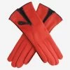 CA0547 (red) - Women's Lambskin Cashmere Lined Leather Gloves With Zipper