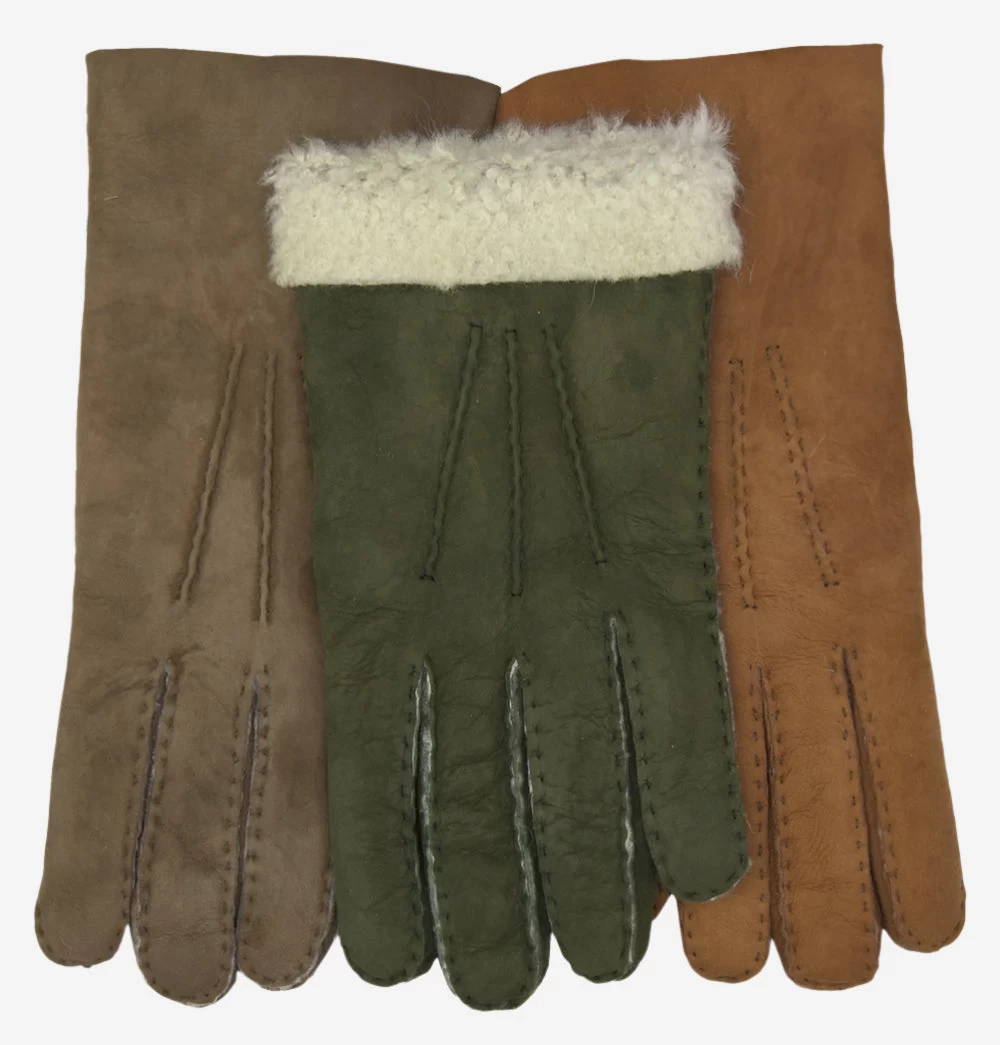 CA3121 (saddle) - Italian Suede Leather Gloves With Luxurious Natural Sheep Fur Lining 4 CA3121 (saddle) - Italian Suede Leather Gloves With Luxurious Natural Sheep Fur Lining - Image 4