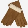CA3121 (saddle) - Italian Suede Leather Gloves With Luxurious Natural Sheep Fur Lining