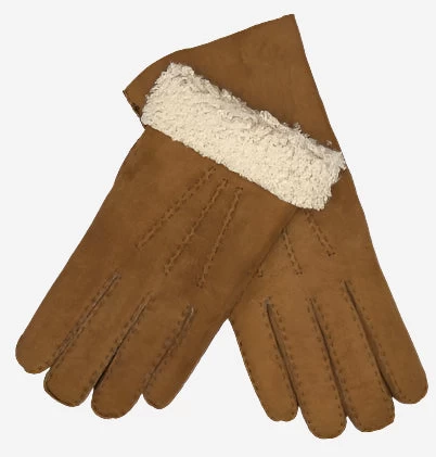 CA3121 (saddle) - Italian Suede Leather Gloves With Luxurious Natural Sheep Fur Lining 1 CA3121 (saddle) - Italian Suede Leather Gloves With Luxurious Natural Sheep Fur Lining