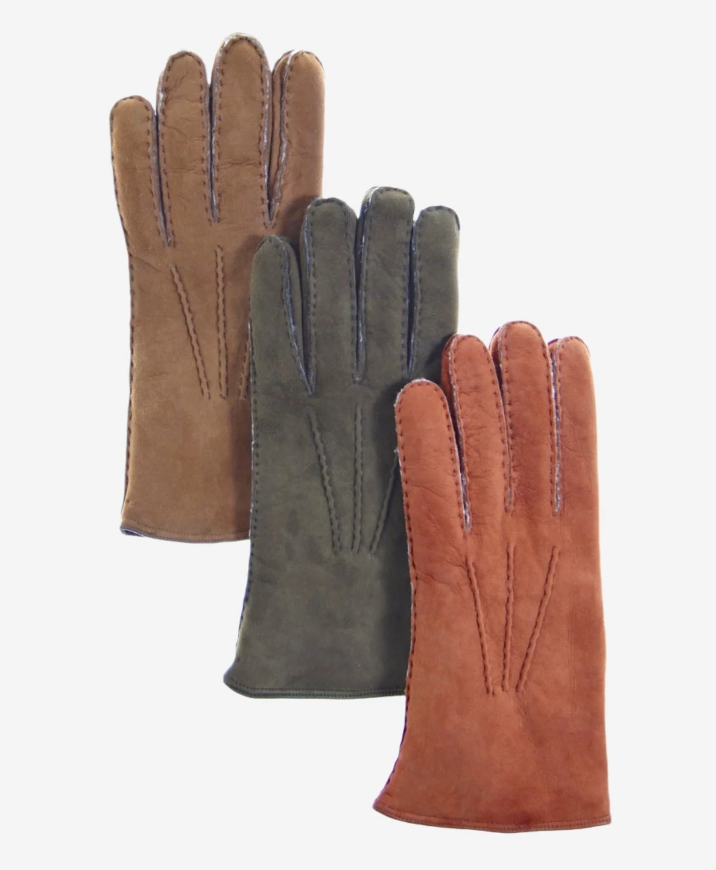 CA3466 (pine) - Men's Italian Handsewn Sueded Lamb Shearling Gloves 3 CA3466 (pine) - Men's Italian Handsewn Sueded Lamb Shearling Gloves - Image 3