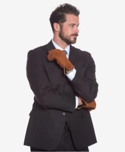 CA3633 (cork) - Handsewn Italian Carpincho Men's Rabbit Fur Lined Dress Gloves -Fratelli Orsini Shop ca3633cork 1 l