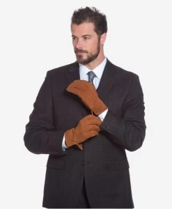 CA3633 (cork) - Handsewn Italian Carpincho Men's Rabbit Fur Lined Dress Gloves -Fratelli Orsini Shop ca3633cork 2 l