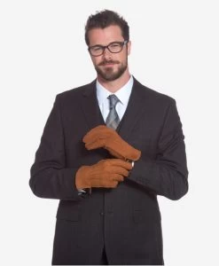 CA3633 (cork) - Handsewn Italian Carpincho Men's Rabbit Fur Lined Dress Gloves -Fratelli Orsini Shop ca3633cork 5 l