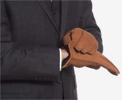 CA3633 (cork) - Handsewn Italian Carpincho Men's Rabbit Fur Lined Dress Gloves -Fratelli Orsini Shop ca3633cork 6 l