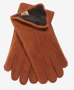 CA3633 (cork) - Handsewn Italian Carpincho Men's Rabbit Fur Lined Dress Gloves