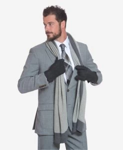 CA3633 (grey) - Handsewn Italian Carpincho Men's Rabbit Fur Lined Dress Gloves 17 CA3633 (grey) - Handsewn Italian Carpincho Men's Rabbit Fur Lined Dress Gloves -Fratelli Orsini Shop ca3633grey 4 l