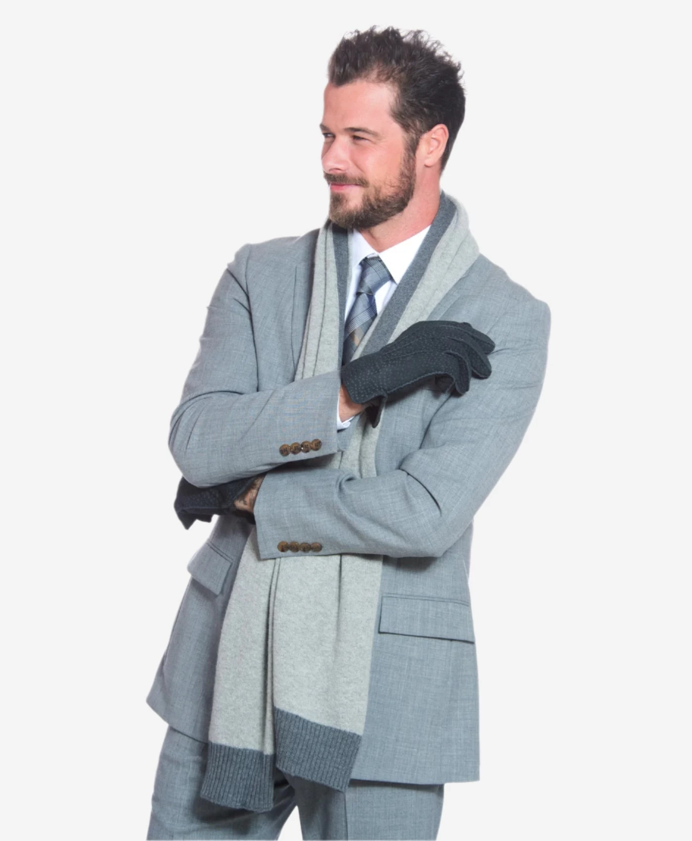 CA3633 (grey) - Handsewn Italian Carpincho Men's Rabbit Fur Lined Dress Gloves 8 CA3633 (grey) - Handsewn Italian Carpincho Men's Rabbit Fur Lined Dress Gloves - Image 8