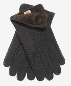 CA3633 (grey) - Handsewn Italian Carpincho Men's Rabbit Fur Lined Dress Gloves