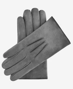 CA3951 (grey) - Men's Italian Cashmere Lined Suede Dress Gloves