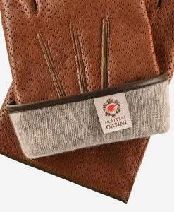 CA3976 (cognac) - Men's Italian Cashmere Lined Leather Gloves With Unique Contrast Points -Fratelli Orsini Shop ca3976 2 l 750ef9cc 8d42 4895 8bec d82c776c0f34