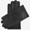 CA3976 (black) - Men's Italian Cashmere Lined Leather Gloves With Unique Contrast Points