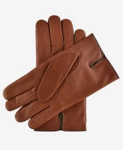 CA3976 (cognac) - Men's Italian Cashmere Lined Leather Gloves With Unique Contrast Points -Fratelli Orsini Shop ca3976cognac 1 l